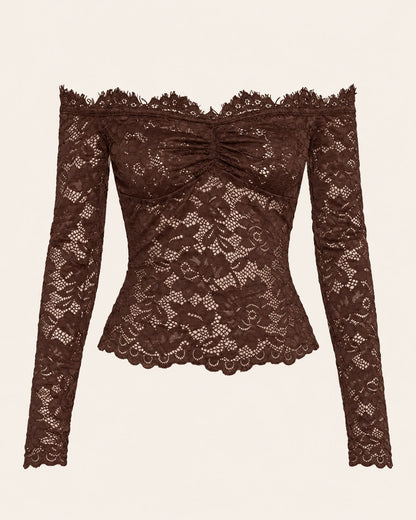 Aura Cocoa Lace Blouse