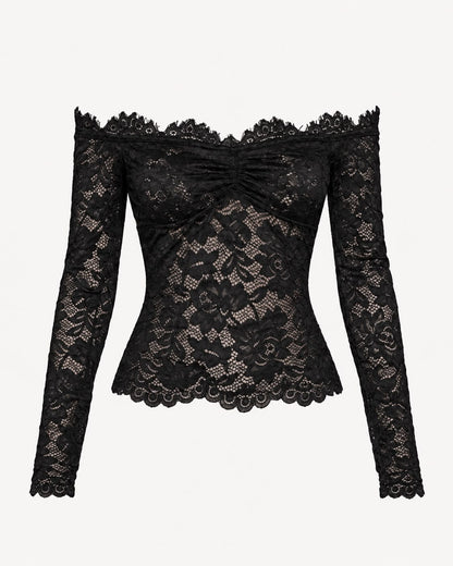 Aura Cocoa Lace Blouse