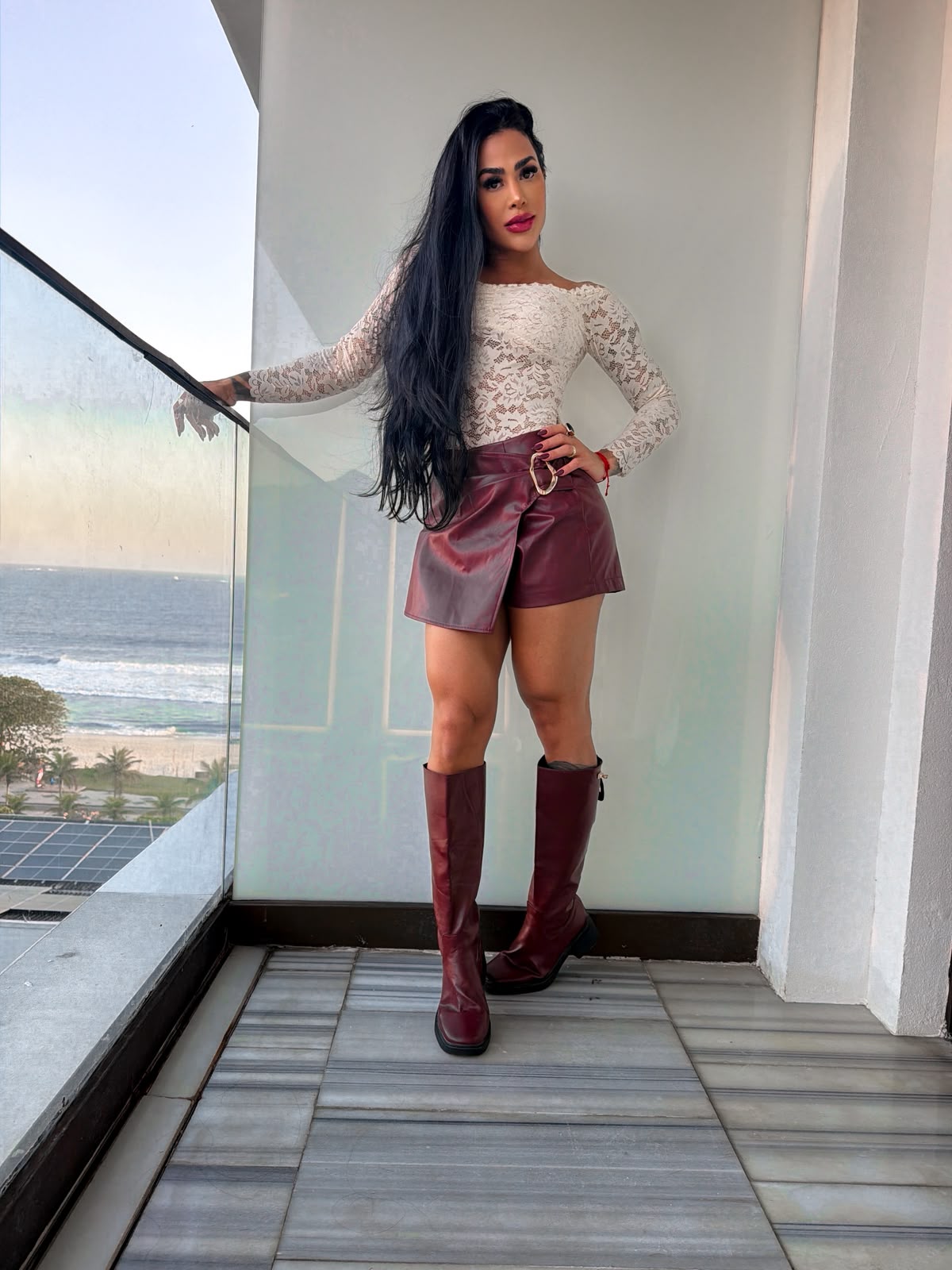 Aura Cocoa Lace Blouse