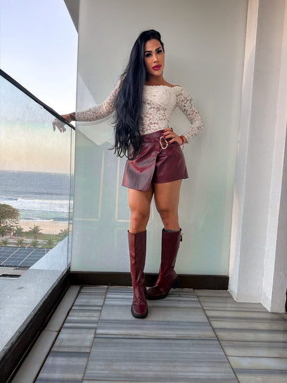 Aura Cocoa Lace Blouse