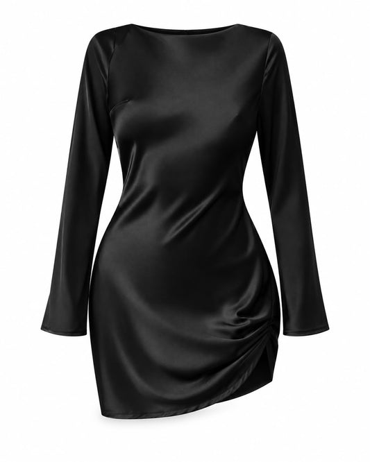 Aura Satin Black Dress